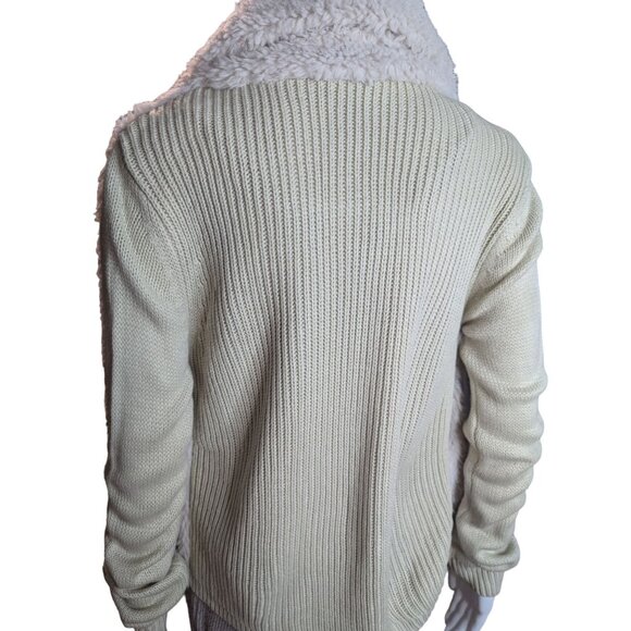Venus Cozy & Soft Faux Fur Mixed Media Knit Open Front Cardigan Sz Small - Picture 2 of 10